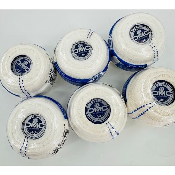 DMC Cebelia Crochet 167G 100% Mercerized Cotton Size 40 White B5200 (6) Balls - Picture 1 of 9